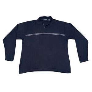 Brandini Size XL Men Black Stripe Long Sleeve 2 Button Polo Lightweight Sweater